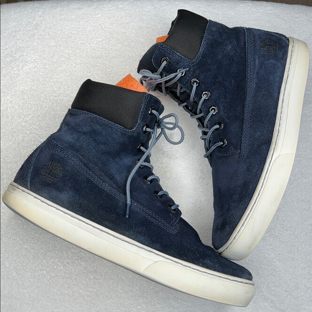 TIMBERLAND 9 Unisex Timberland Blue Suede Leather Ankle Top Boots